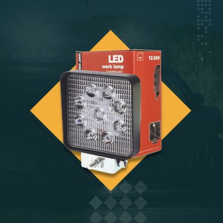 HERMON Lampa robocza prostokątna 9 LED 10-30V 9x3W 109x109x38mm