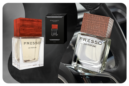 FRESSO Signature Man drewniana zawieszka zapachowa x2 + perfumy samochodowe 50ml