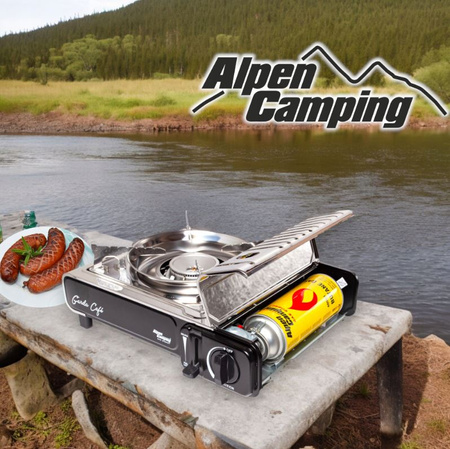 ALPEN CAMPING Kuchenka turystyczna GARDA CAFE gazowa na kartusz stal nierdzewna