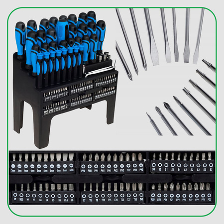 HERMON Zestaw Śrubokrętów wkrętaków precyzyjnych bitów 100 elementów + stojak