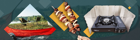 ALPEN CAMPING Kuchenka turystyczna BAVARIA IT001 + ALPEN CAMPING Osłona przeciwwiatrowa do kuchenki turystycznej + ALPEN CAMPING Kartusz Gazowy IK1004 400ml 227g x4