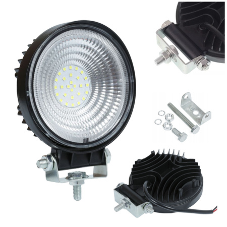 HERMON Lampa robocza halogen LED x28 centralnie 84W 10-30V okrągła gr. 37mm