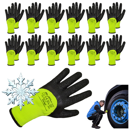 ART.MAS Rękawice ochronne robocze ocieplane RDRAG YELLOW kat.2 dzianina + lateks r. 11 x12