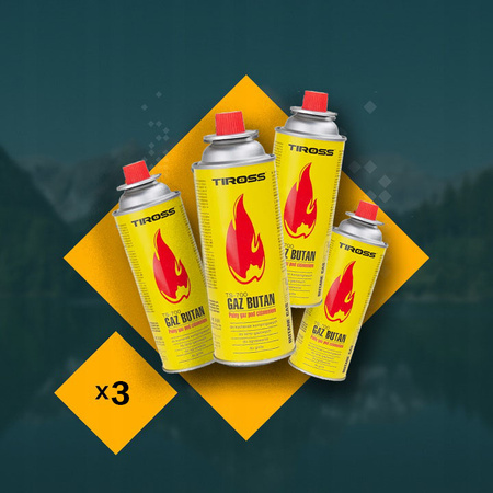 TIROSS Palnik gazowy TS-706 x1 +  TIROSS Kartusz Gazowy TS700 400ml 227g x3