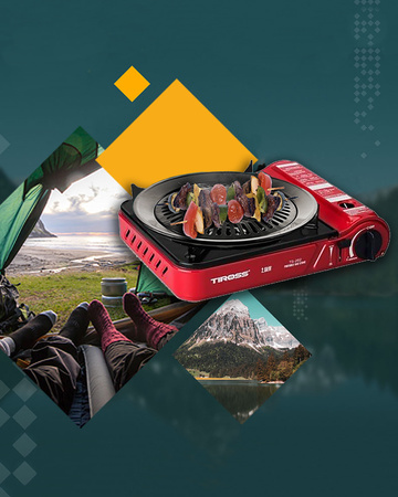 TIROSS Kuchenka turystyczna TS-262 x1 + IMEX Nakładka grillowa 30,5cm x1
