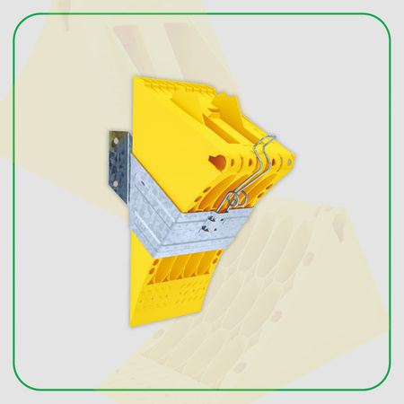 LOKHEN Klin pod koła żółty G46 383x160x190mm + LOKHEN Uchwyt metalowy ocynkowany do klina pod koła G46
