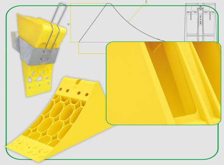 LOKHEN Klin pod koła żółty E36 336x123x148mm + LOKHEN Uchwyt metalowy ocynkowany do klina pod koła E36