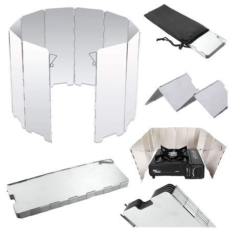 TIROSS Kuchenka turystyczna TS-266 x1 + ALPEN CAMPING Osłona przeciwwiatrowa do kuchenki turystycznej x1 + IMEX Nakładka grillowa 30,5cm x1 + TIROSS Kartusz Gazowy TS700 400ml 227g x4