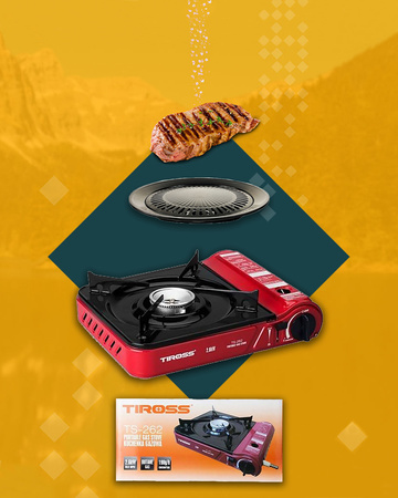 TIROSS Kuchenka turystyczna TS-262 x1 + IMEX Nakładka grillowa 30,5cm x1