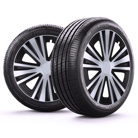 CARFIELD Kołpaki samochodowe SPIN srebrno czarne 16" x4