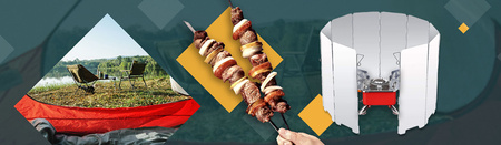 HAPPY HOME Mini Kuchenka turystyczna gazowa + ALPEN CAMPING Osłona przeciwwiatrowa do kuchenki turystycznej x1 + TIROSS Kartusz Gazowy TS700 400ml 227g x4