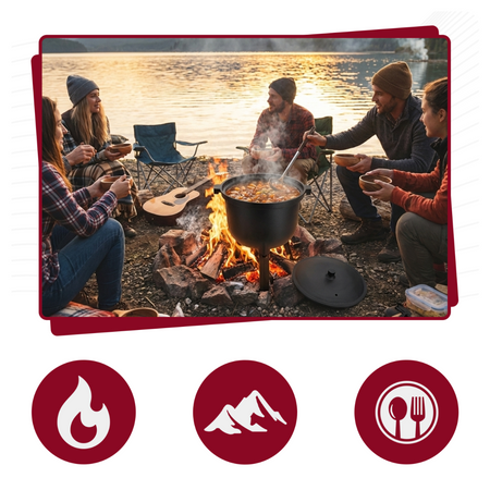 Kociołek myśliwski żeliwny 8 litrów stojący