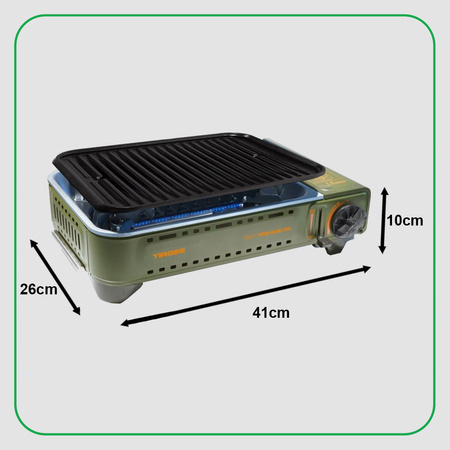 TIROSS Grill gazowy TS-268 na kartusze 227g turystyczny przenośny + TIROSS Kartusz Gazowy TS700 400ml 227g x8
