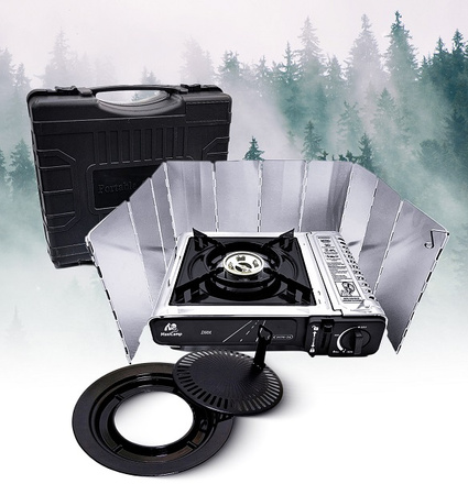 MaxiCamp Kuchenka turystyczna gazowa na kartusz BLACK + 4 x kartusz gazowy