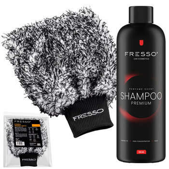 FRESSO Shampoo Premium szampon samochodowy 0,5L + FRESSO Rękawica z mikrofibry Cody Wash Mitt 19x28 cm , 90 g/m2