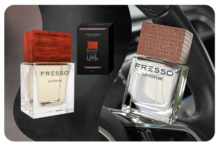 FRESSO Dark Delight drewniana zawieszka zapachowa + perfumy samochodowe 50ml