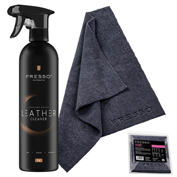 FRESSO Leather Cleaner czyszczenie skóry 1L + FRESSO Mikrofibra Agnes Towel 40x40 cm , 360 g/m2