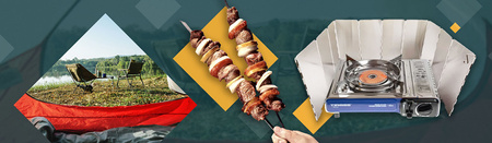 TIROSS Kuchenka turystyczna TS-266 x1 + ALPEN CAMPING Osłona przeciwwiatrowa do kuchenki turystycznej x1