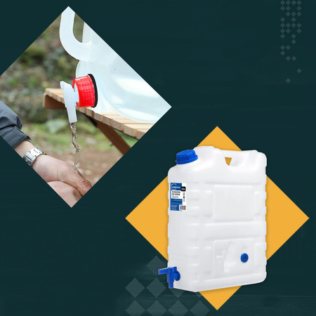 SimplyCan Pojemnik na wodę pitną 20L ATEST kanister z kranikiem (max. 22L)  + SimplyCan Dozownik mydła do kanistra 150 ml DIN61