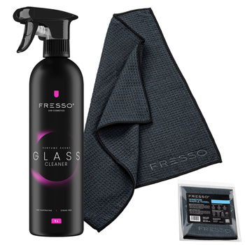 FRESSO Glass Cleaner czyszczenie szyb 1L + FRESSO Mikrofibra do szyb / luster Winston Waffle Towel 40x40 cm