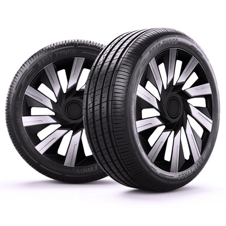 GÓRECKI Kołpaki samochodowe TECNA silver black 16"