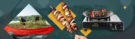 T24 Kuchenka turystyczna ze stali nierdzewnej x1 +  IMEX Nakładka grillowa 30,5cm x1