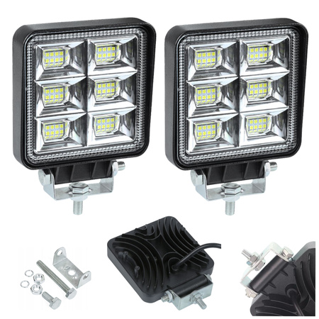 HERMON Lampa robocza halogen LED x48 144W 10-80V 3 rzędy  kwadratowa x2