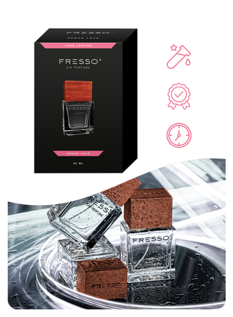 FRESSO Sugar Love drewniana zawieszka zapachowa + perfumy samochodowe 50ml