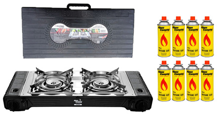 ALPEN CAMPING Kuchenka turystyczna TOSCANIA x1 + ALPEN CAMPING Kartusz Gazowy IK1004 400ml 227g x8