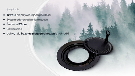 MaxiCamp Kuchenka turystyczna gazowa na kartusz INOX + Nakładka grillowa + Osłona przeciwwiatrowa