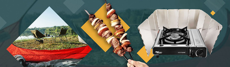 ALPEN CAMPING Kuchenka turystyczna MONT BLANC x1 + ALPEN CAMPING Osłona przeciwwiatrowa do kuchenki turystycznej + ALPEN CAMPING Kartusz Gazowy IK1004 400ml 227g x4 + IMEX Nakładka grillowa 30,5cm x1