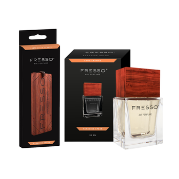 FRESSO Paradise Spark drewniana zawieszka + perfumy samochodowe 50ml