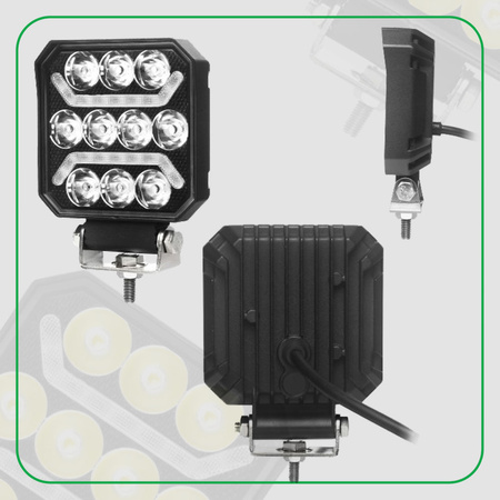 KAMAR Lampa robocza 10 LED 15W 1500lm + 2x pasek LED amber 12/24V