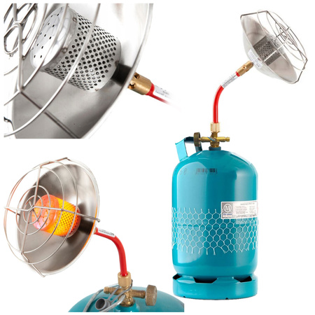 AG Promiennik turystyczny na butlę gazową SMYK 1,1kW + VITKOVICE MILMET Butla gazowa 5kg 12,3l z kołpakiem plastikowym przyłącze 3/8'' od góry PROPAN - BUTAN, LPG