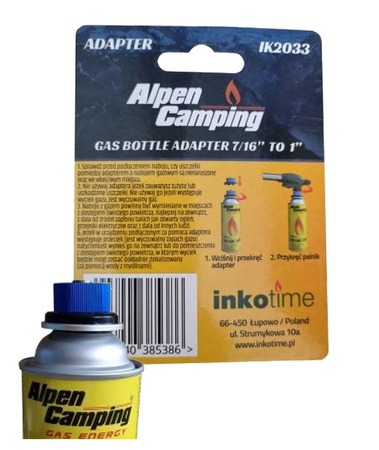 ALPEN CAMPING adapter naboju gazu 7/16"