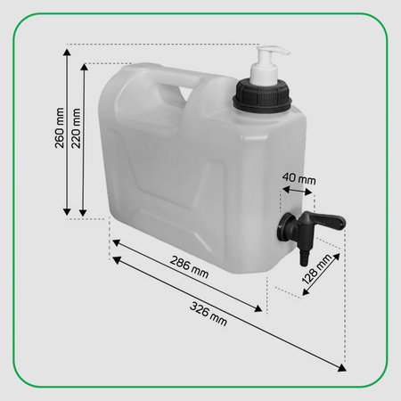 SimplyCan Pojemnik na wodę 5L ATEST bezbarwny z plastikowym kranikiem HEAVY DUTY x1  + SimplyCan Dozownik mydła do kanistra 150 ml DIN51 grafitowy x1