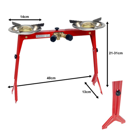AG Kuchenka turystyczna podwójna na butle gazową ASIA2 mała dwa palniki Ø14cm 2x1,8kW