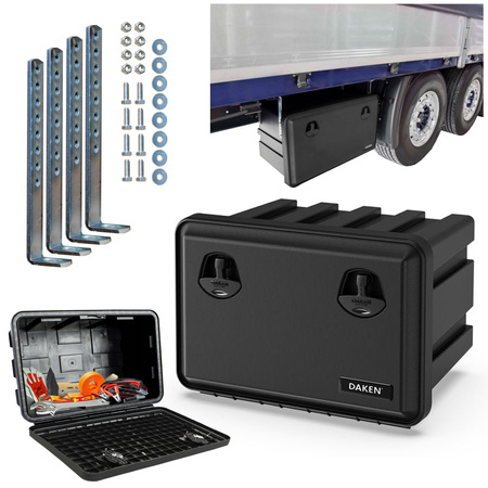 DAKEN Skrzynka narzędziowa JUST 600x415x460 74l / 50kg + DAKEN Uchwyty montażowe / wsporniki do skrzynek narzędziowych zestaw