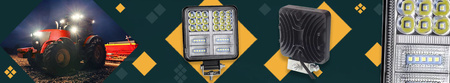 HERMON Lampa robocza halogen LED x38 + 16 LED amber  162W 10-30V kwadratowa