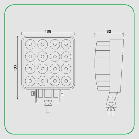 KAMAR Lampa robocza LED 16x LED 24W 2000lm 12/24V spot kwadratowa