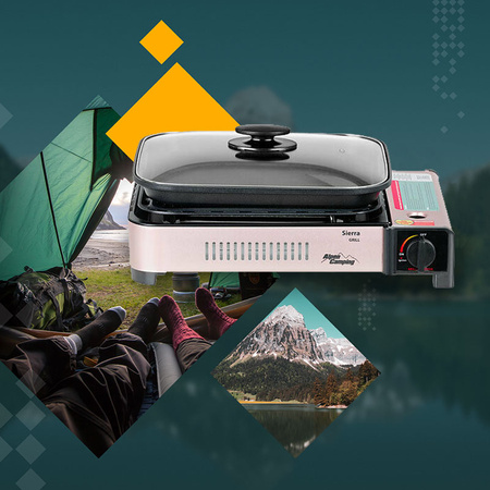 ALPEN CAMPING Grill turystyczny SIERRA K2000 x1 + ALPEN CAMPING BRYTFANNA DO GRILLA SIERRA x1