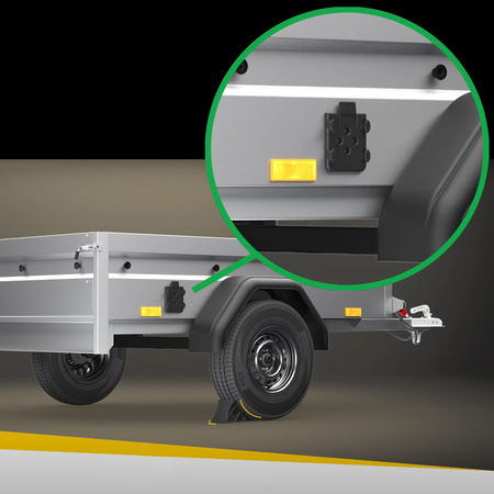 LOKHEN Klin pod koła do przyczepki samochodu NANO 10 225x90x100mm + LOKHEN Uchwyt wspornik mocujący FLATY do klina NANO 10