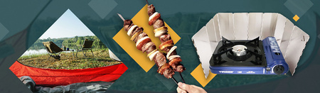 TIROSS Kuchenka turystyczna TS-261 x1 + ALPEN CAMPING Osłona przeciwwiatrowa do kuchenki turystycznej x1 + TIROSS Kartusz Gazowy TS700 400ml 227g x8