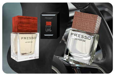 FRESSO Snow Pearl drewniana zawieszka zapachowa + perfumy samochodowe 50ml