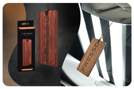 FRESSO Paradise Spark drewniana zawieszka x2 + perfumy samochodowe 50ml