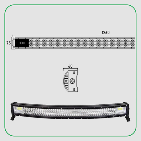 KAMAR Panel LED x222 led bar WYGIĘTY łuk 12500lm 165W 130cm 12-48V