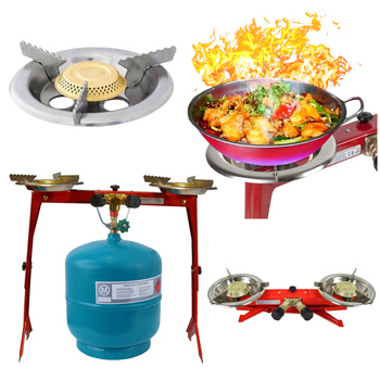 AG Kuchenka turystyczna podwójna na butle gazową ASIA2 mała dwa palniki Ø14cm 2x1,8kW + VITKOVICE MILMET Butla gazowa turystyczna 3kg 7,2l przyłącze 3/8'' od góry PROPAN - BUTAN, LPG