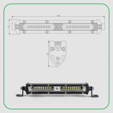 KAMAR Panel LED x18 led bar SLIM 1200lm 27W 19cm 12V 24V