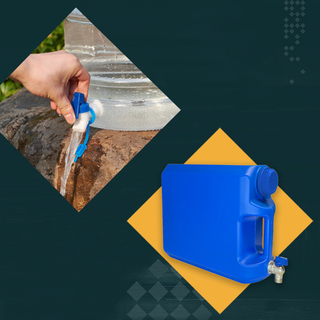 TRAKER Pojemnik kanister na wodę 20L niebieski kran krótki płaski leżący