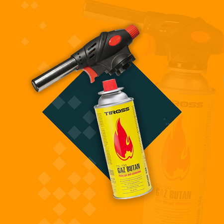 TIROSS Palnik gazowy TS-706 x1 +  TIROSS Kartusz Gazowy TS700 400ml 227g x3